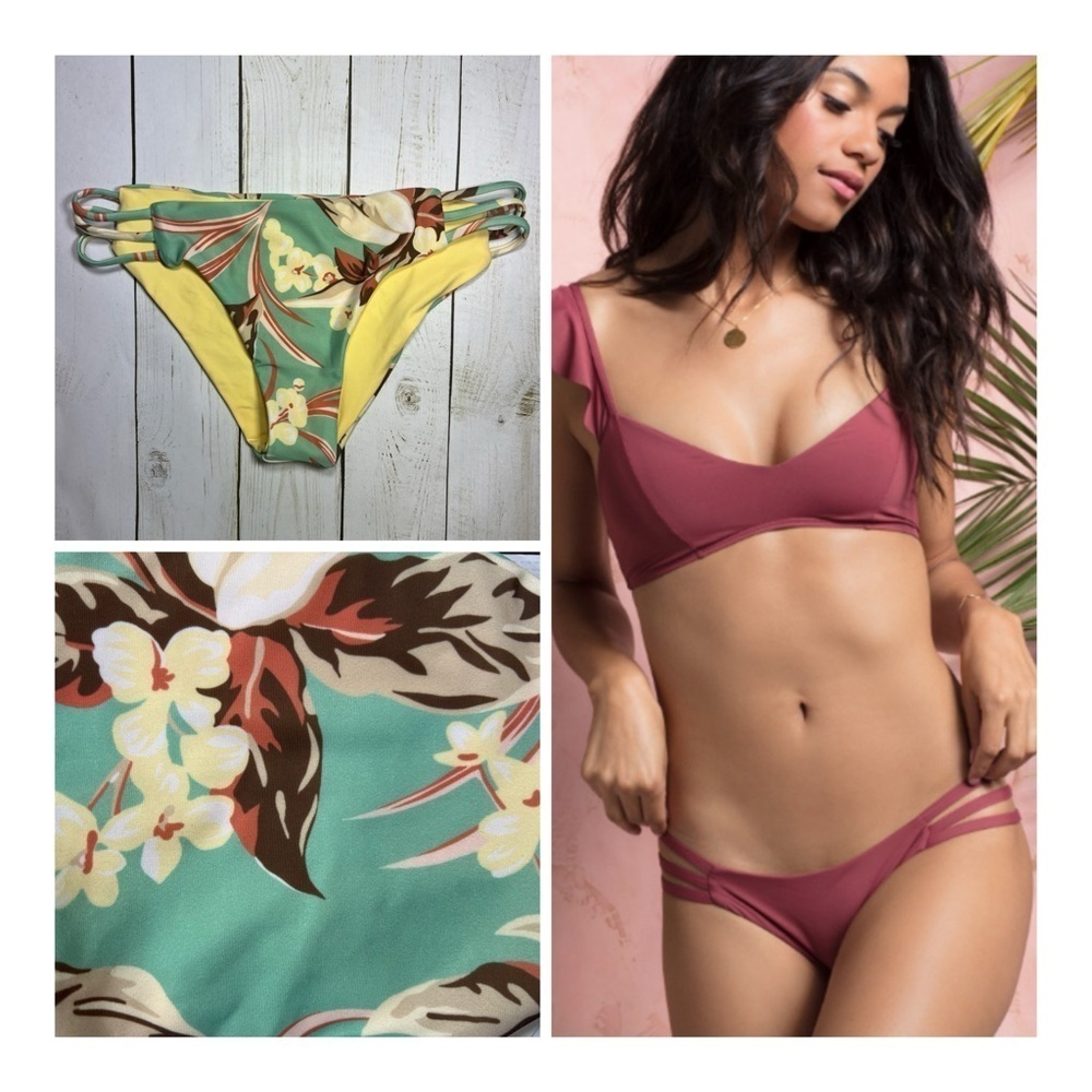 L*Space | Kennedy Bikini Bottom Strappy Sides In Tropical Floral Print | S